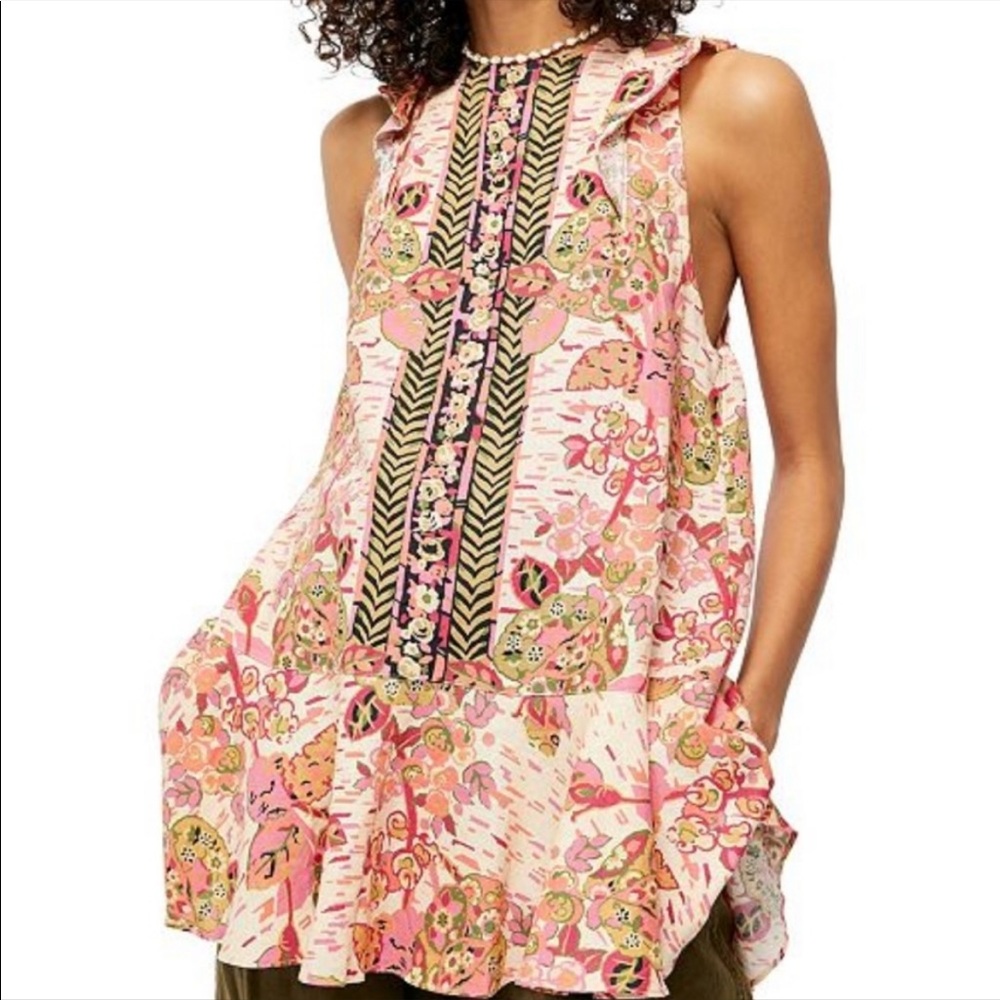 Free People Summer in Tulum Tunic Peplum Top size M